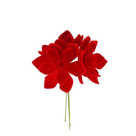 Image de FLEURS MAGNOLIAS VELOURS ROUGE X 3