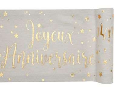 Image de CHEMIN DE TABLE ANNIV OR/BLANC 3 M