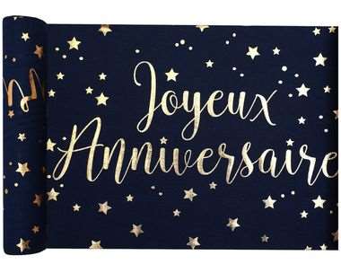 Image de CHEMIN DE TABLE ANNIV OR/BLEU 3 M