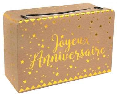 Image de TIRELIRE JOYEUX ANNIV OR/KRAFT