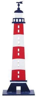 PHARE EN BOIS 26 CM ROUGE/BLEU