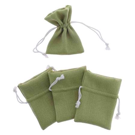 Image de POCHONS EN TISSUS LIN VERT SAUGE X 4