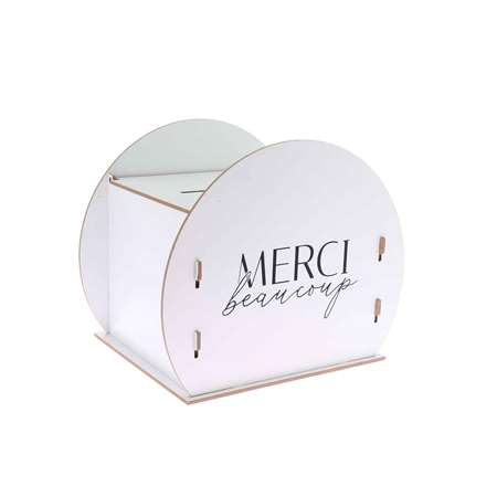 Image de TIRELIRE RONDE EN BOIS BLANC/NOIR