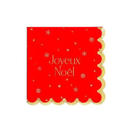 Image de SERVIETTES JOYEUX NOEL LUXURY ROUGE X 16