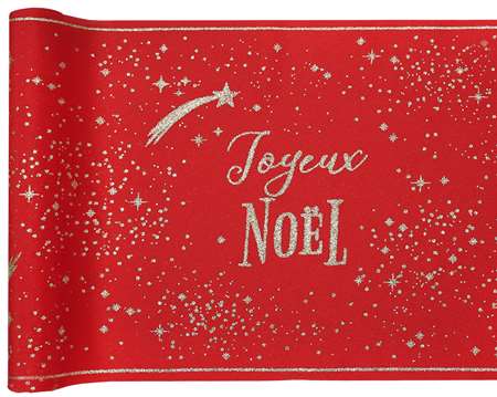 Image de CHEMIN DE TABLE ETOILE FILANTE ROUGE 2.5 M