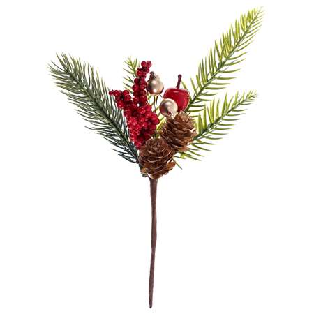 Image de BRANCHE POMME DE PIN OR/ROUGE