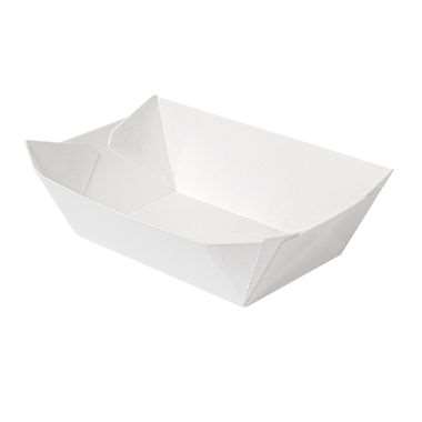 Image de BARQUETTE CARTON 0480 grs BLANCHE - 10X6.2X4.8cm