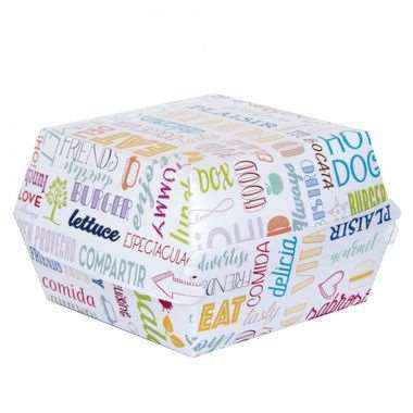 Image de BOITE BURGER 13X12.5X9cm  KRAFT BLANC