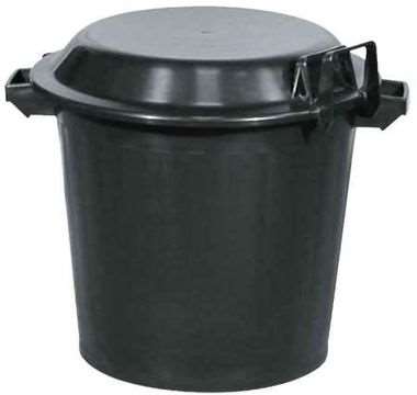 Image de POUBELLE PLASTIQUE 80 L NOIRE + COUVERCLE.