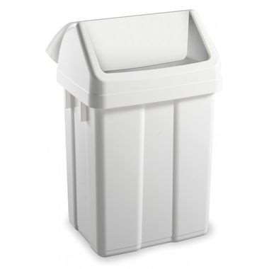 Image de POUBELLE PLAST. 50 L BLC COUV. BLANC BASCULANT