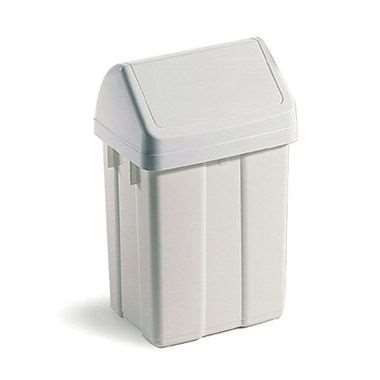 Image de POUBELLE PLAST. 12 L BLC COUV. BLANC BASCULANT