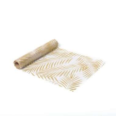 Image de CHEMIN DE TABLE PALMIER BLANC/OR